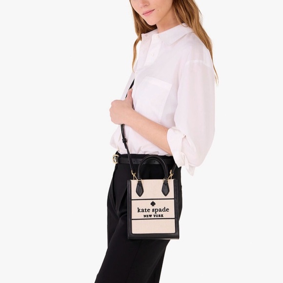 kate spade Handbags - Kate Spade Mini Canvas Tote in Beige and Blacl
